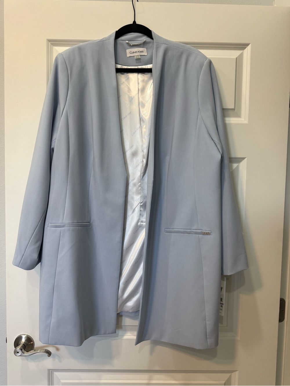 Calvin Klein Lux Open-Front Collarless Topper Jacket